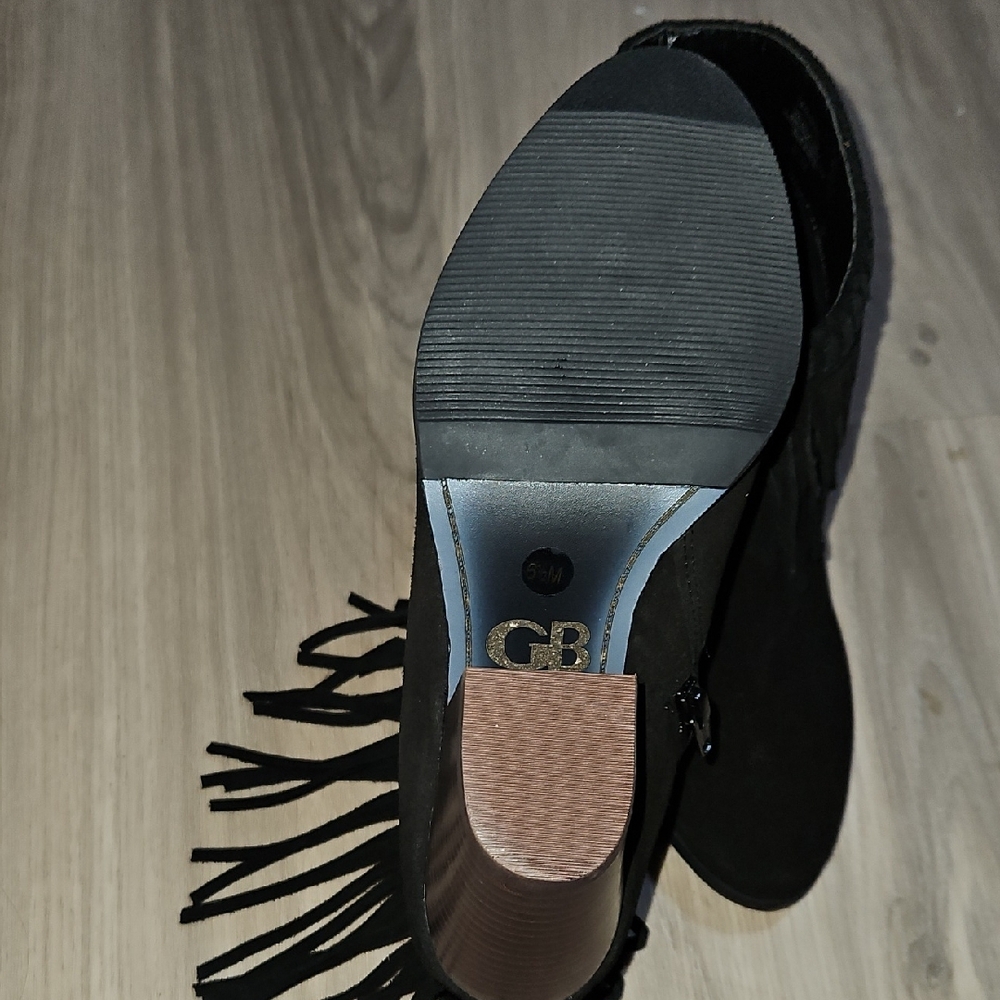 Gianni Bini Black Ankle Booties with Fringe - Picture 3 of 4